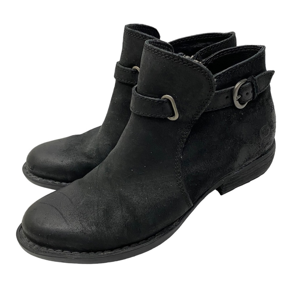 Born Shoes Jorgette Suede Black Buckle‎ Western Rodeo Festival Strap Bootie 6.5